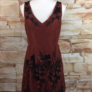 Yoana Baraschi Silk Terracotta Lace Cocktail Dress